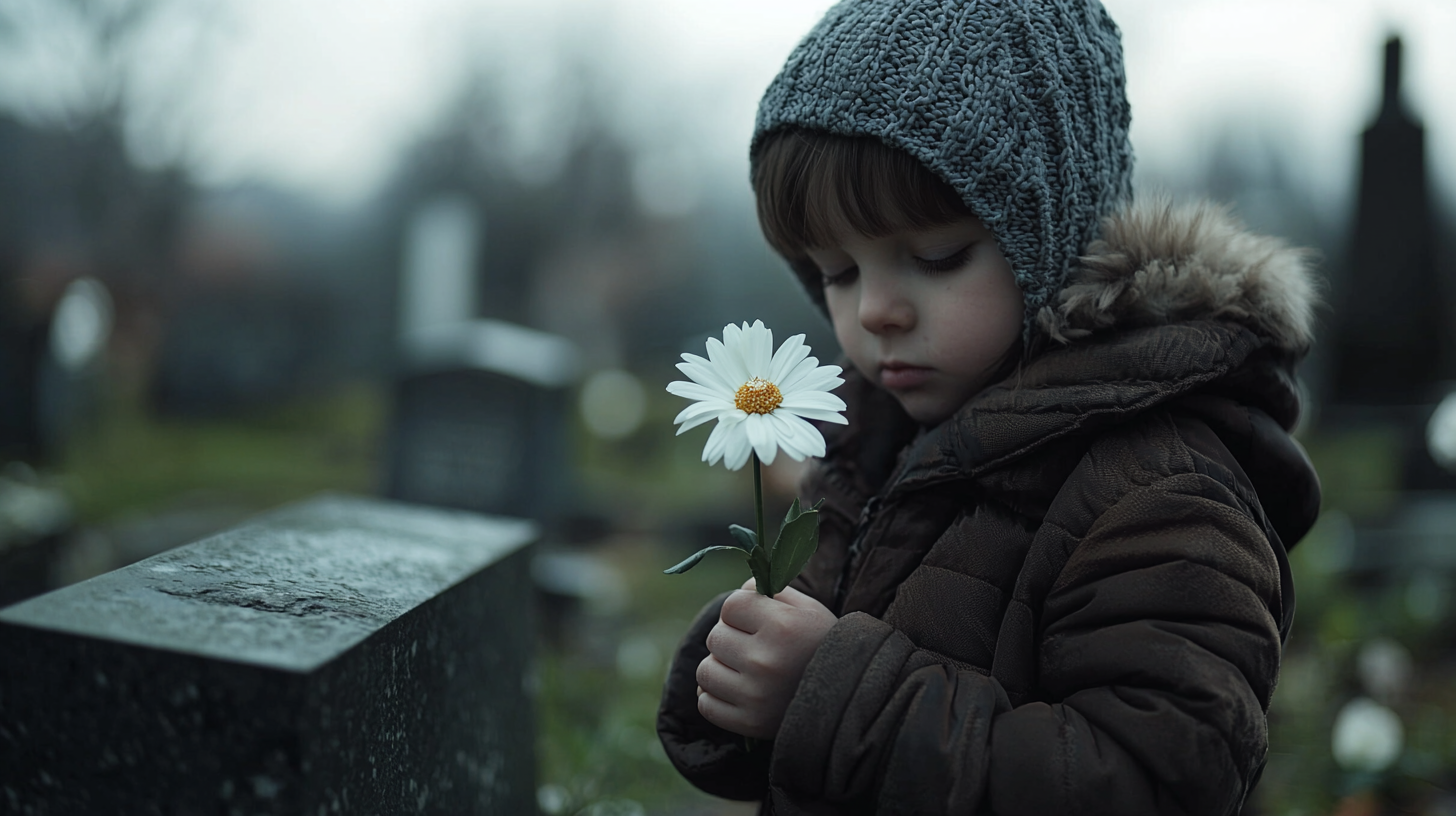 Dziecko trzymające kwiat