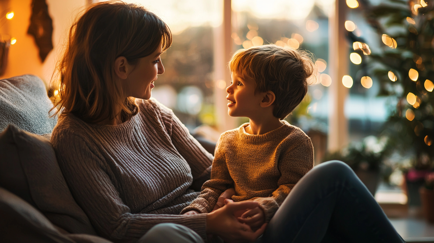 Rodzic tłumaczący dziecku 