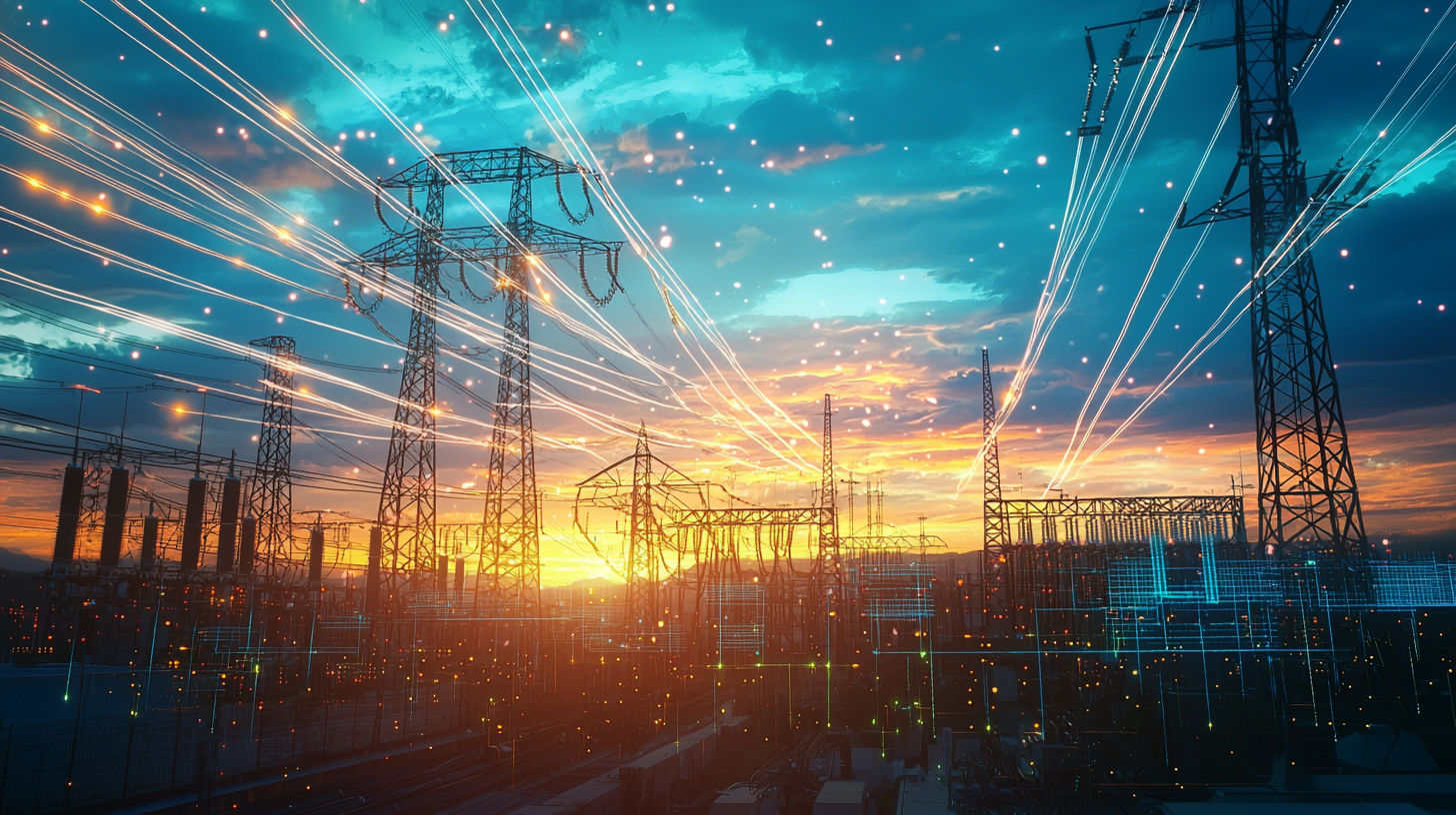 Elektrownia połączona z centrum danych sztucznej inteligencji – symbol rosnącego zużycia energii przez infrastrukturę AI.